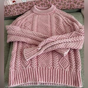 L.L. Bean Pink Cable Knit Sweater